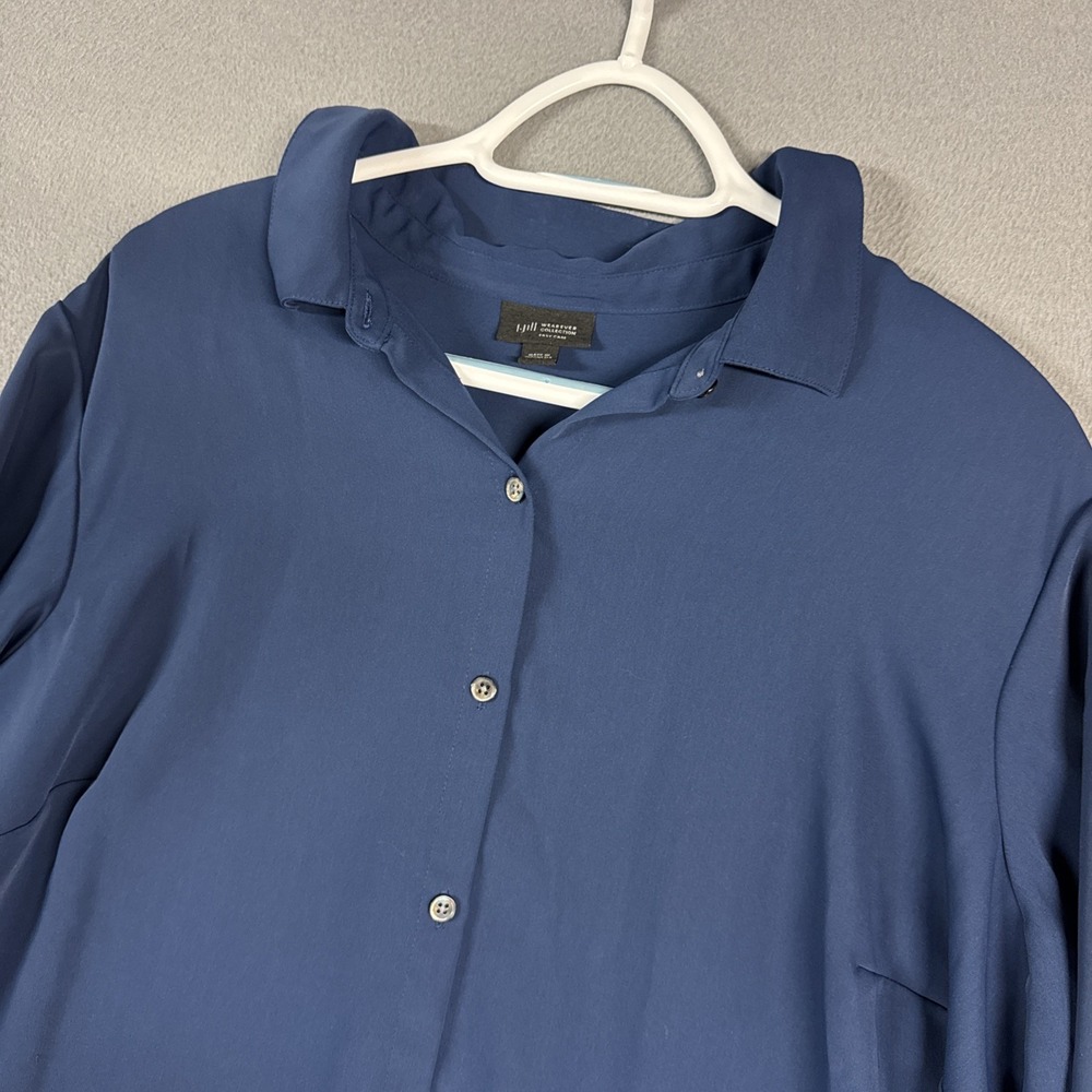 J Jill Wearever Easy Care Shirt Womens XL Blue Button Front Long Sleeve Slinky